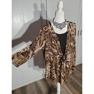 ASHLEY JILL BLOUSE BROWN 3/4 SLEEVE POLY/SPANDEX STRETCH 3X(stretch)